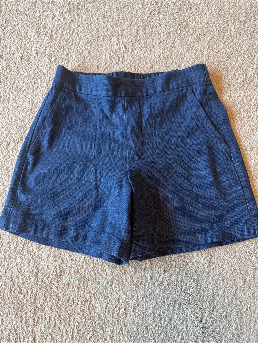 Banana Republic Deep Navy High-Waist Linen-Blend Shorts